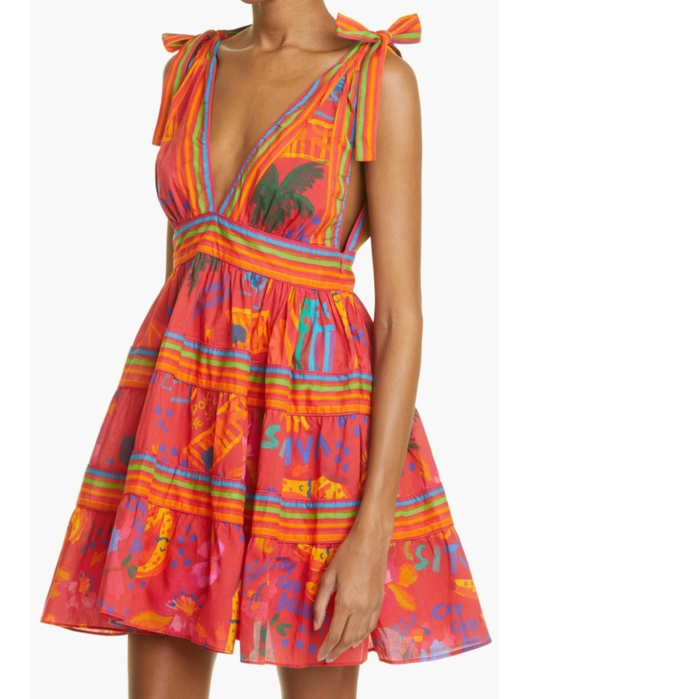 NWT $215 FARM RIO Good Vibes Cotton Minidress in size Large!